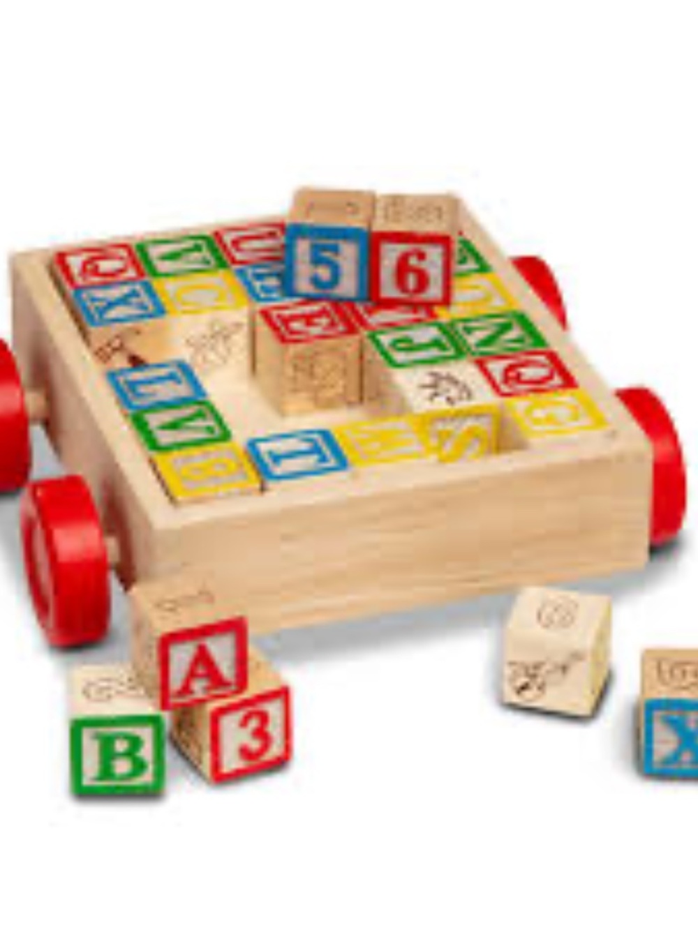 Melissa & Doug Classic ABC 123 Wooden Block Cart